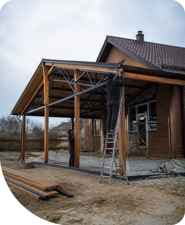 Пристройка навеса к дому и участку в Добрянке под ключ
